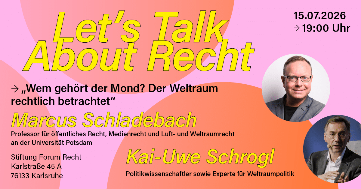 Grafik zur Ankündigung der Veranstaltung mit Titel und Portraits der Gäste.