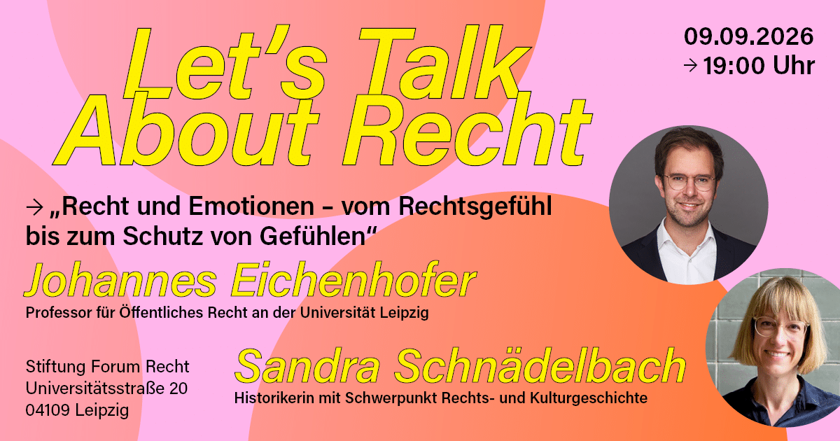 Grafik zur Ankündigung der Veranstaltung mit Titel und Portraits der Gäste.